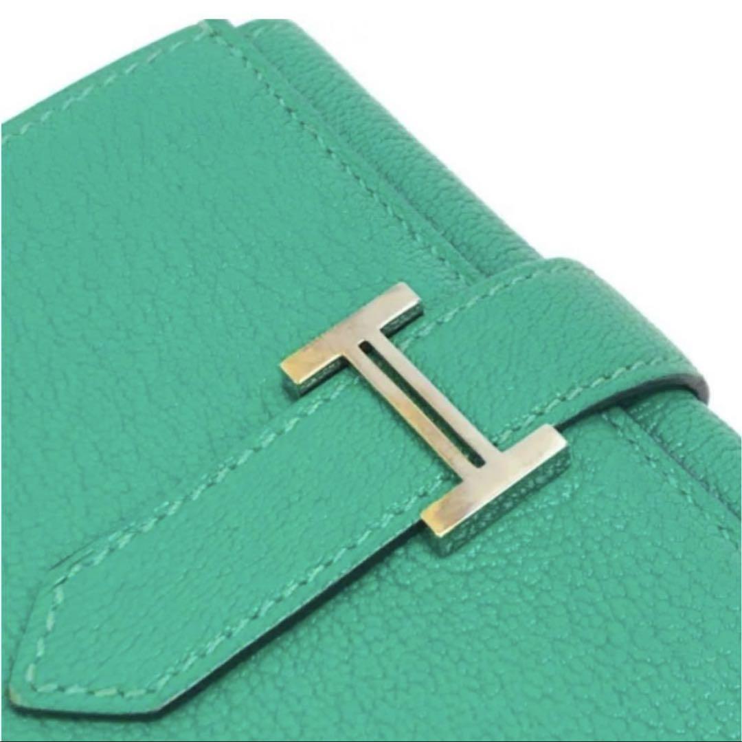 正規品 エルメス HERMES べアンコンビネ 折財布 エメラルド グリーン