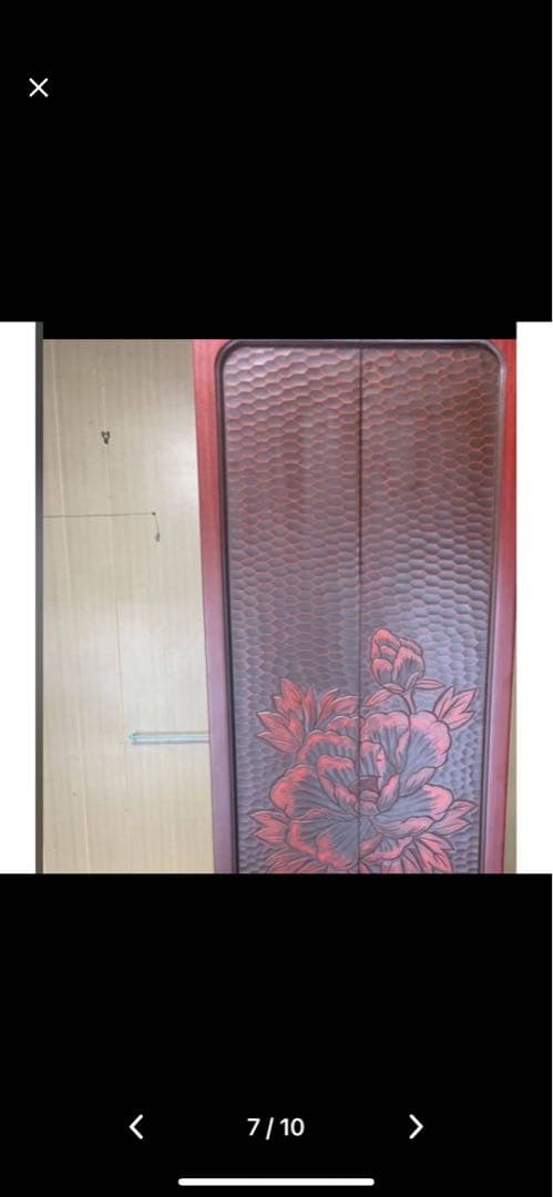 鎌倉彫り 三面鏡 鏡台ドレッサー 昭和初期物 花柄彫刻付き 鏡 彫刻