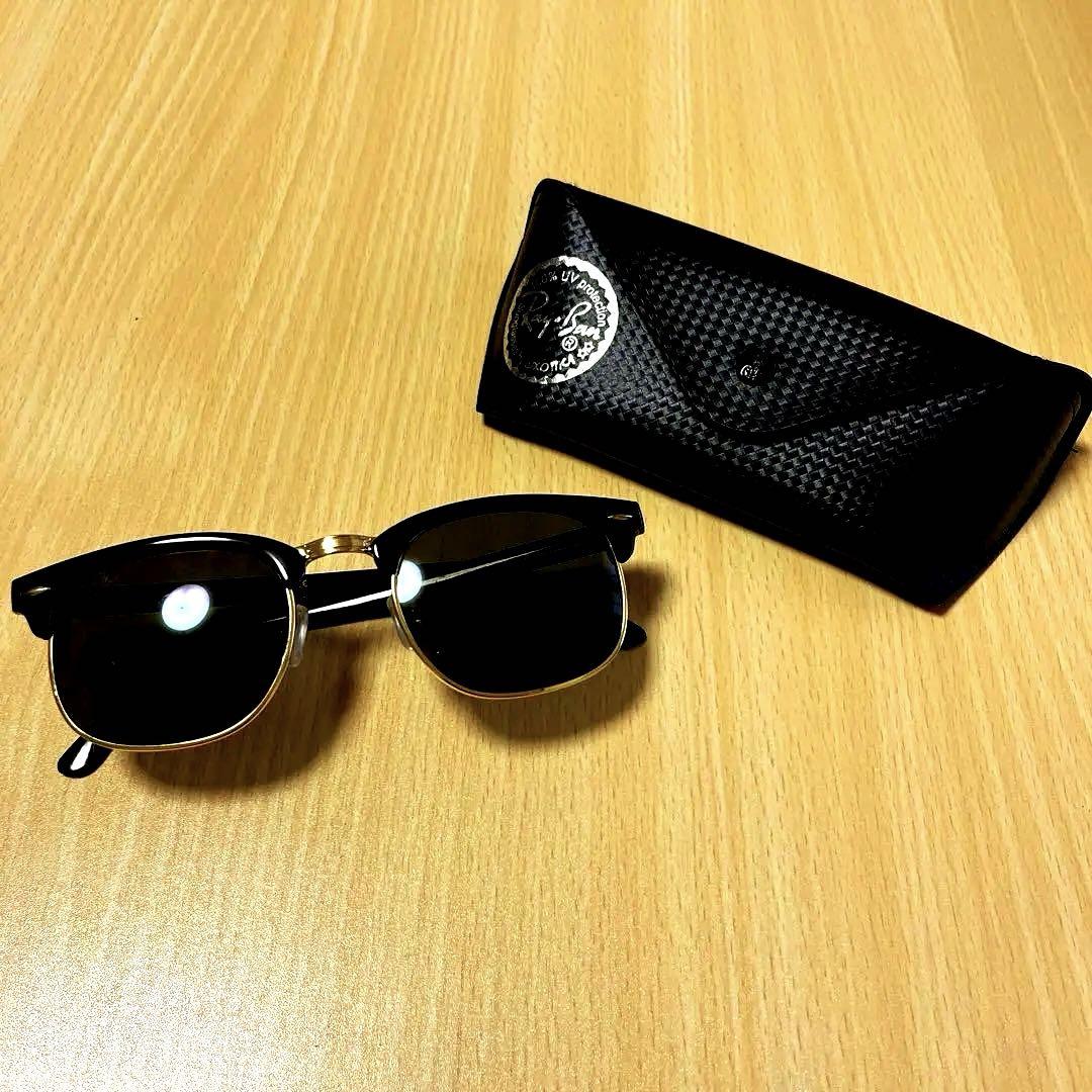 Ray-Ban クラシックサングラス ブラック/ゴールド ケース付き