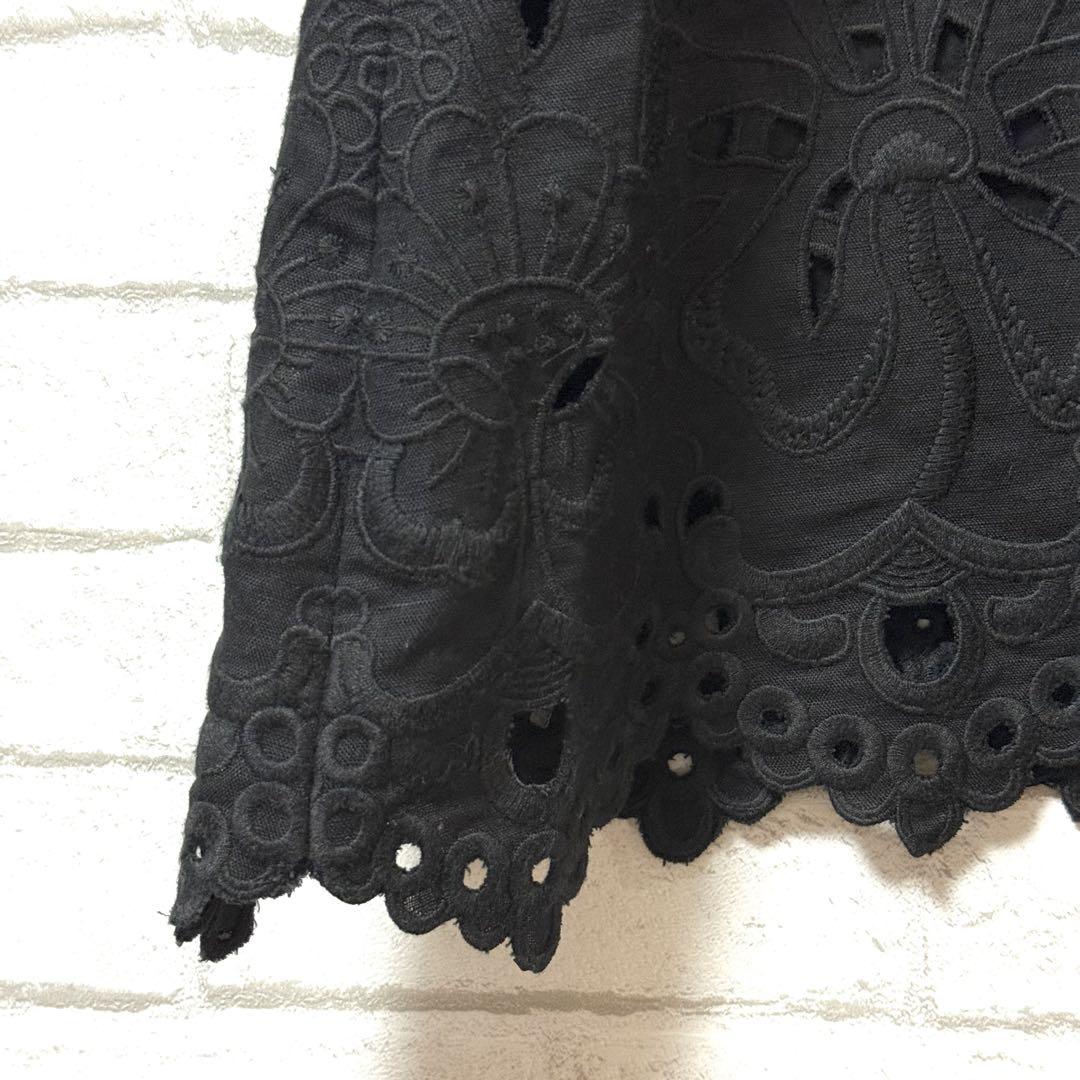 【セオリー】美品 刺繍ノースリーブワンピース4サイズ VネックAライン