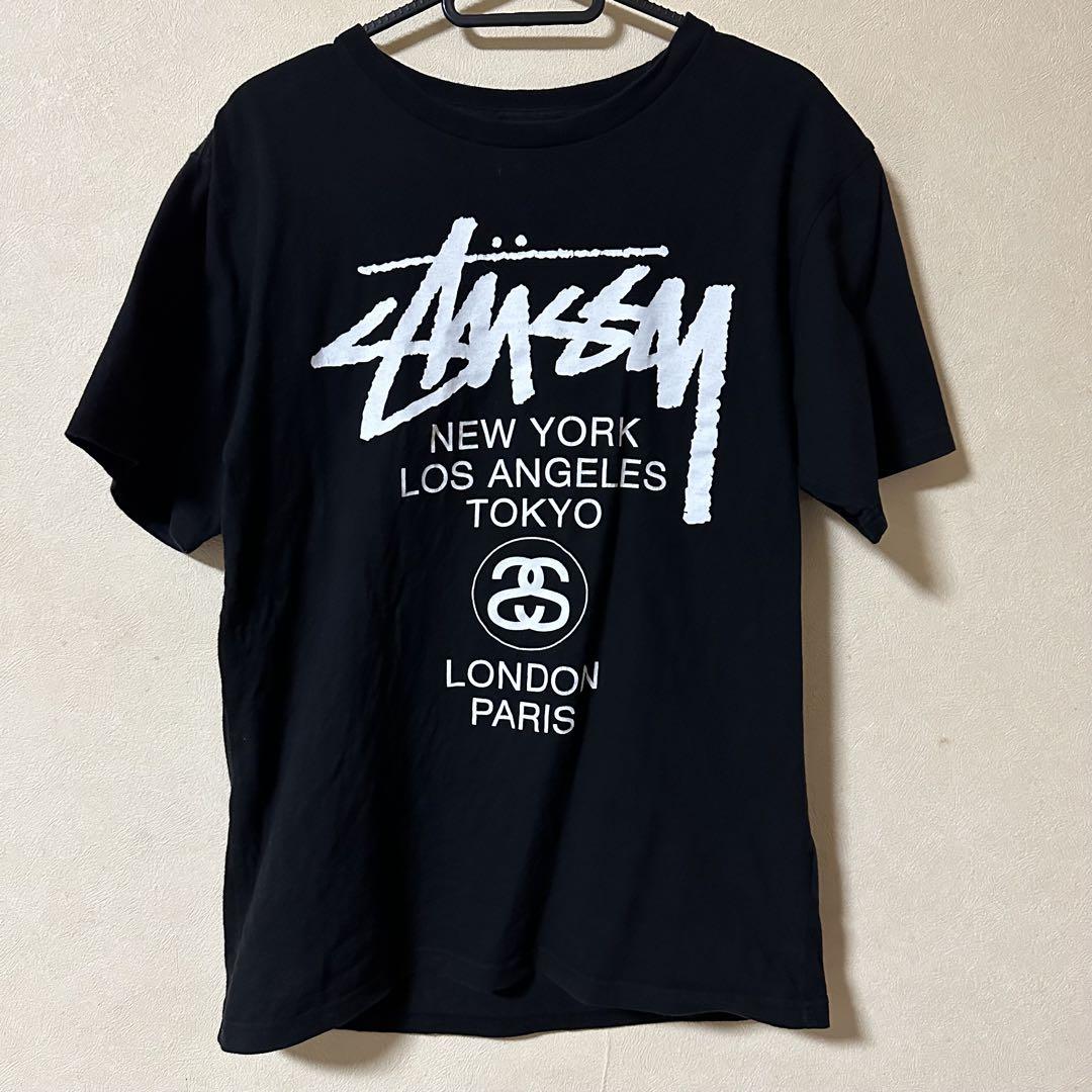 ステューシー　STUSSY WORLD TOUR TEE 黒　Tシャツ　S