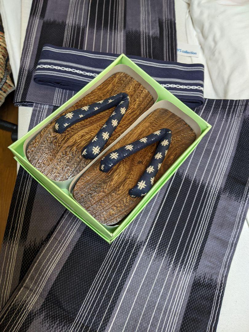 45  男物浴衣　Lサイズ　新品未使用　帯　下駄　3点セット