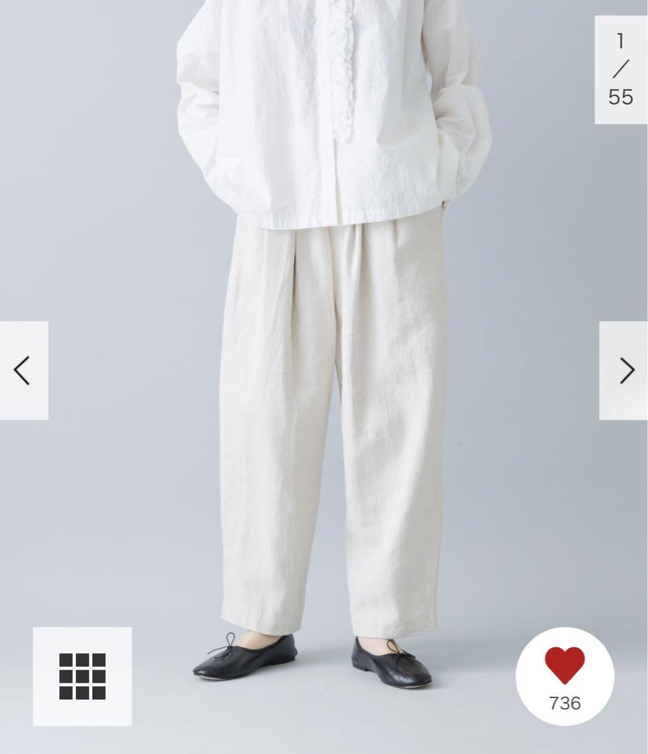 新品タグ付◆ かぐれ リネンコットンサルエルパンツ NATURAL