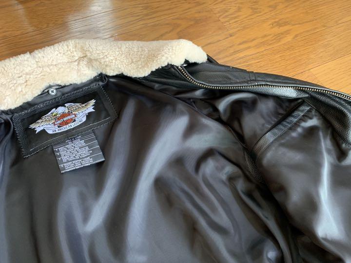 ハーレーダビッドソン】レザージャケット メンズ USSサイズ ボア付き