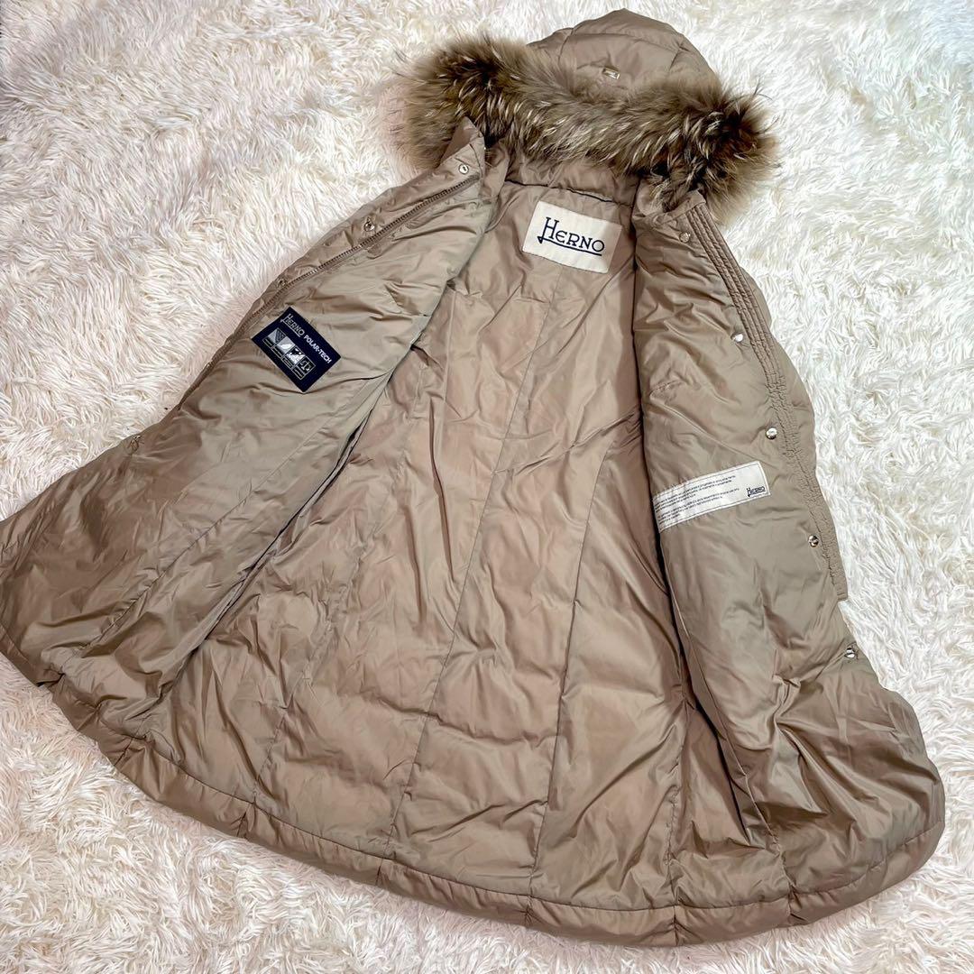 XXL ヘルノ　ダウンコート　Aライン　ロング　ファー　フード　ポーラテック