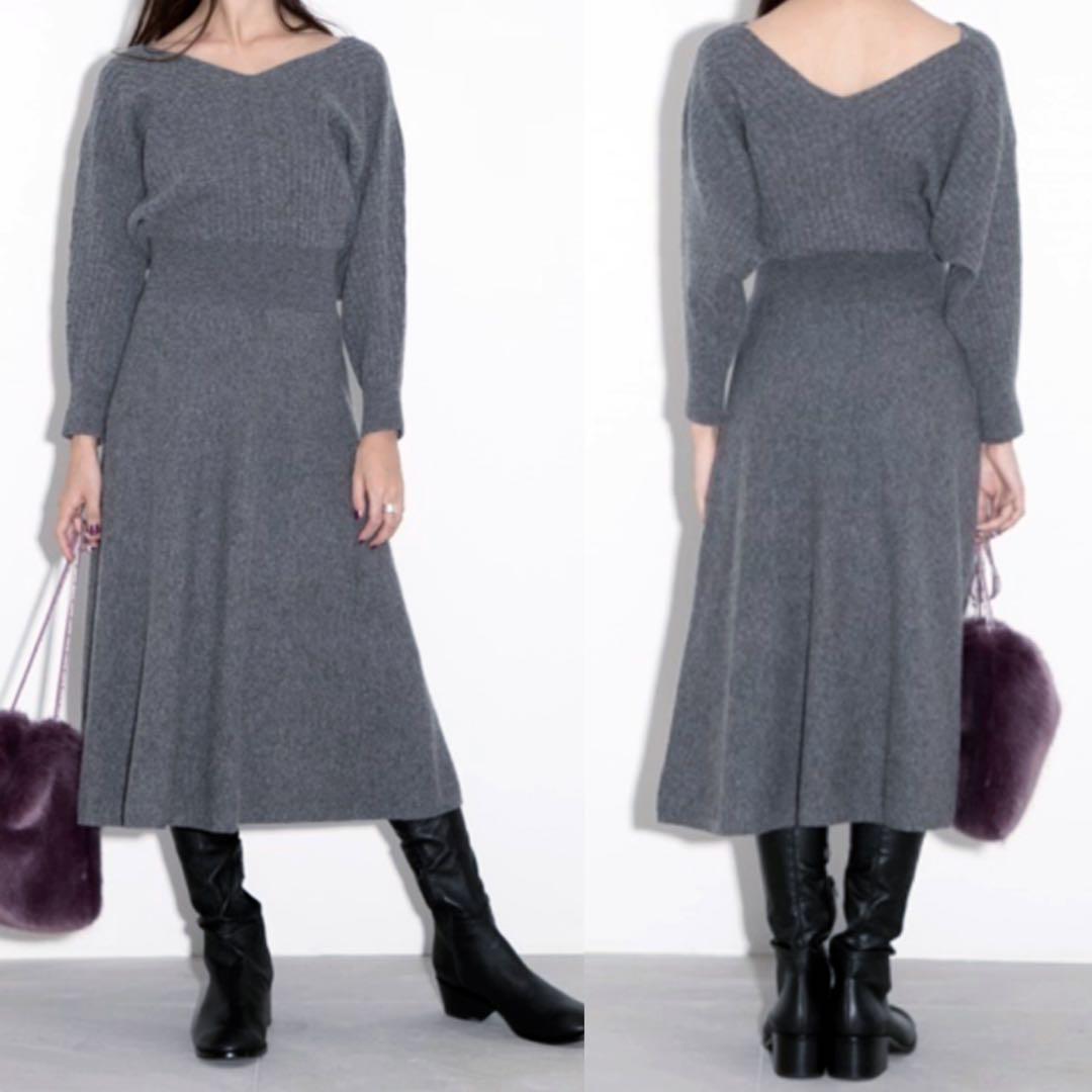 11,576円引！超絶レア新品★ウールカシミアフレアワンピース灰FRAY I.D