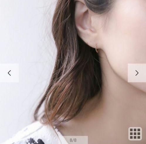 【BLOOM】K10 イエローゴールド レース フープ ピアス