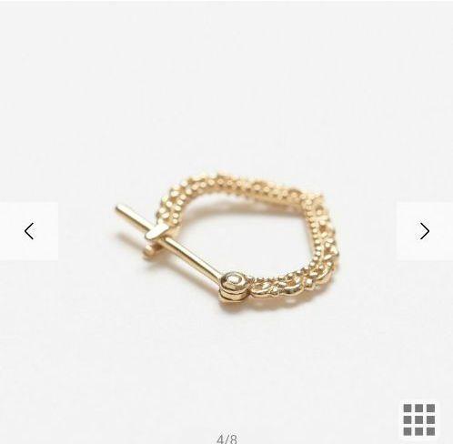 【BLOOM】K10 イエローゴールド レース フープ ピアス