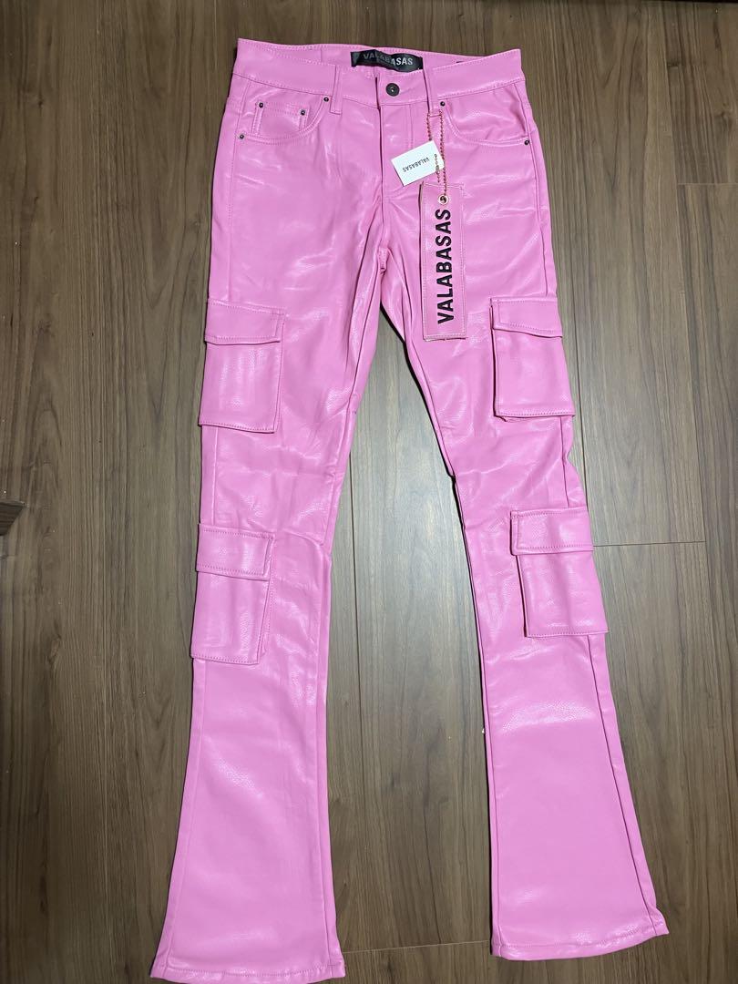 VALABASAS フレアデニム レザー ピンク サイズ29 新品
