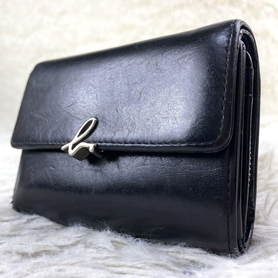 極美品 agnes b.  アニエスベー ミニウォレット ブラック 金具