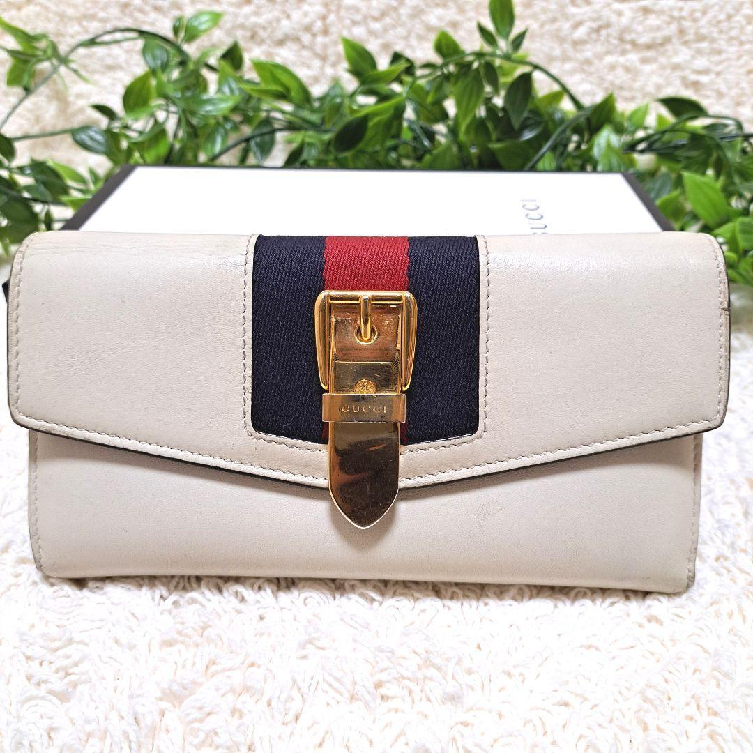 GUCCI グッチ 長財布 レザー長財布 折り財布 シェリーライン 金具ベルト 画像2