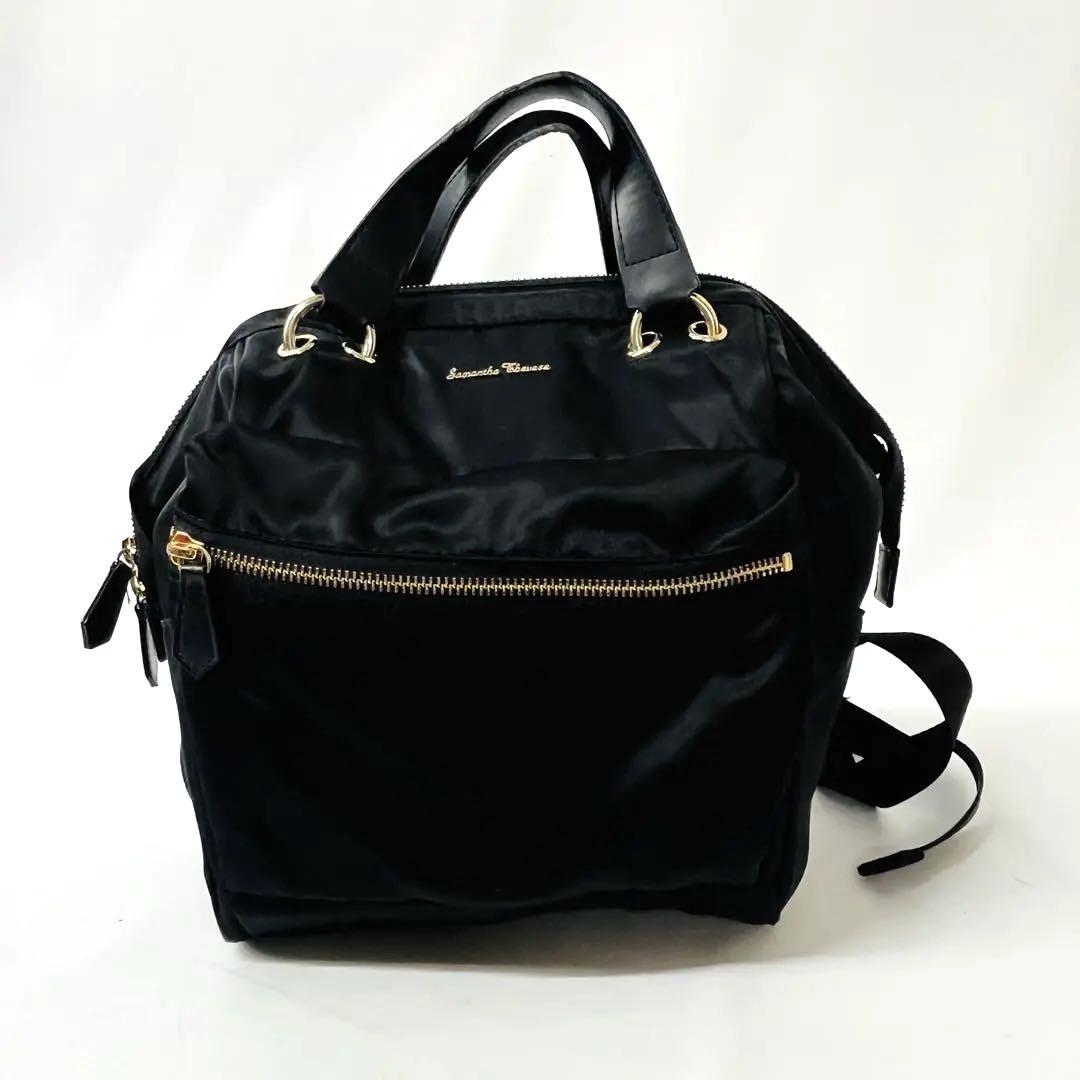 美品 SAMANTHA THAVASA がま口リュックサック ナイロン ブラック