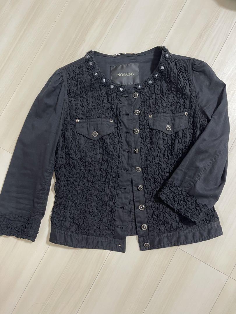 美品⭐︎INGEBORG インゲボルグ黒のノーカラージャケット
