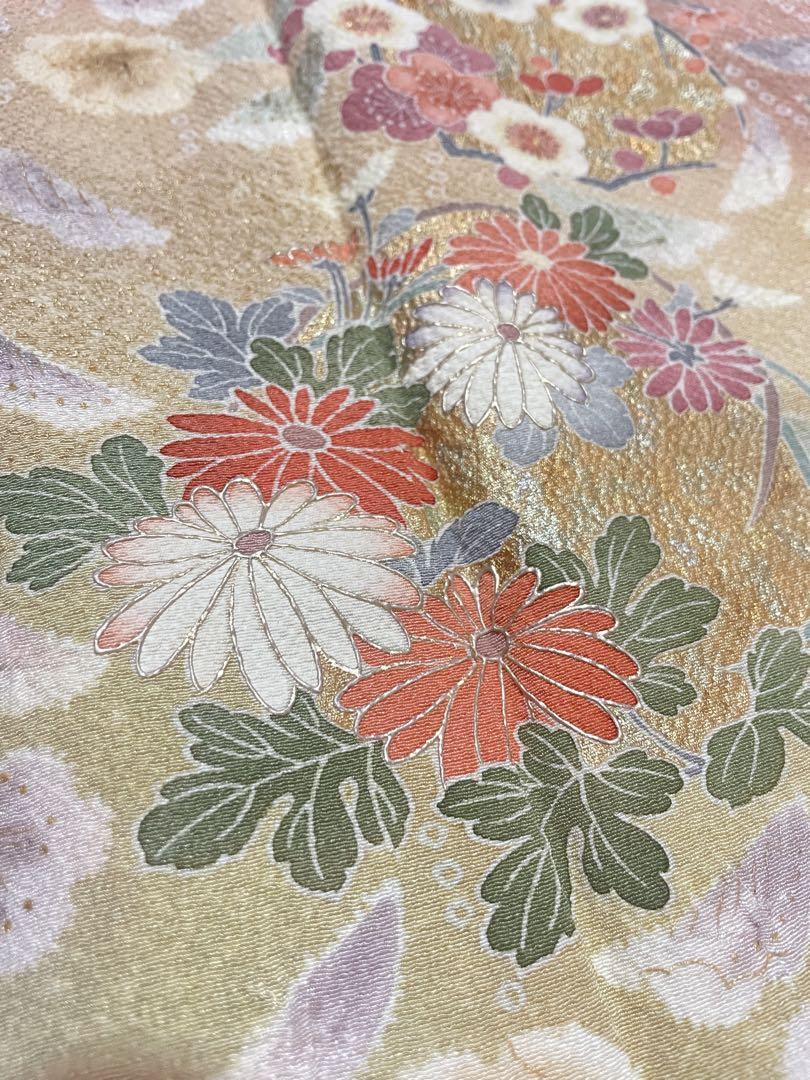 特価ブランド 訪問着フルセット 絞り 金彩 道長花丸文 ピンク 正絹 花柄 唐織 着物・浴衣