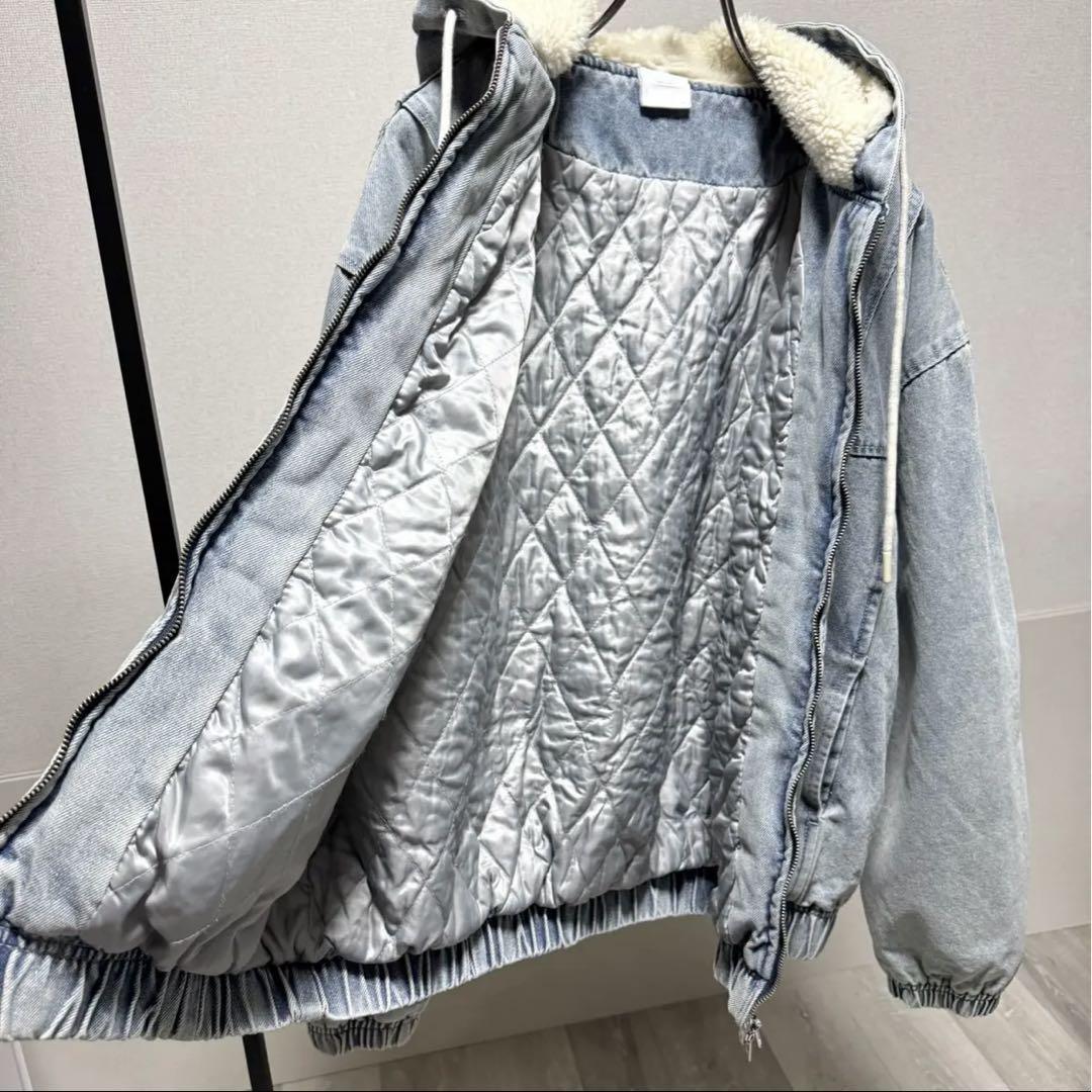 フードボア vintage ウォッシュ denim 中綿ブルゾン
