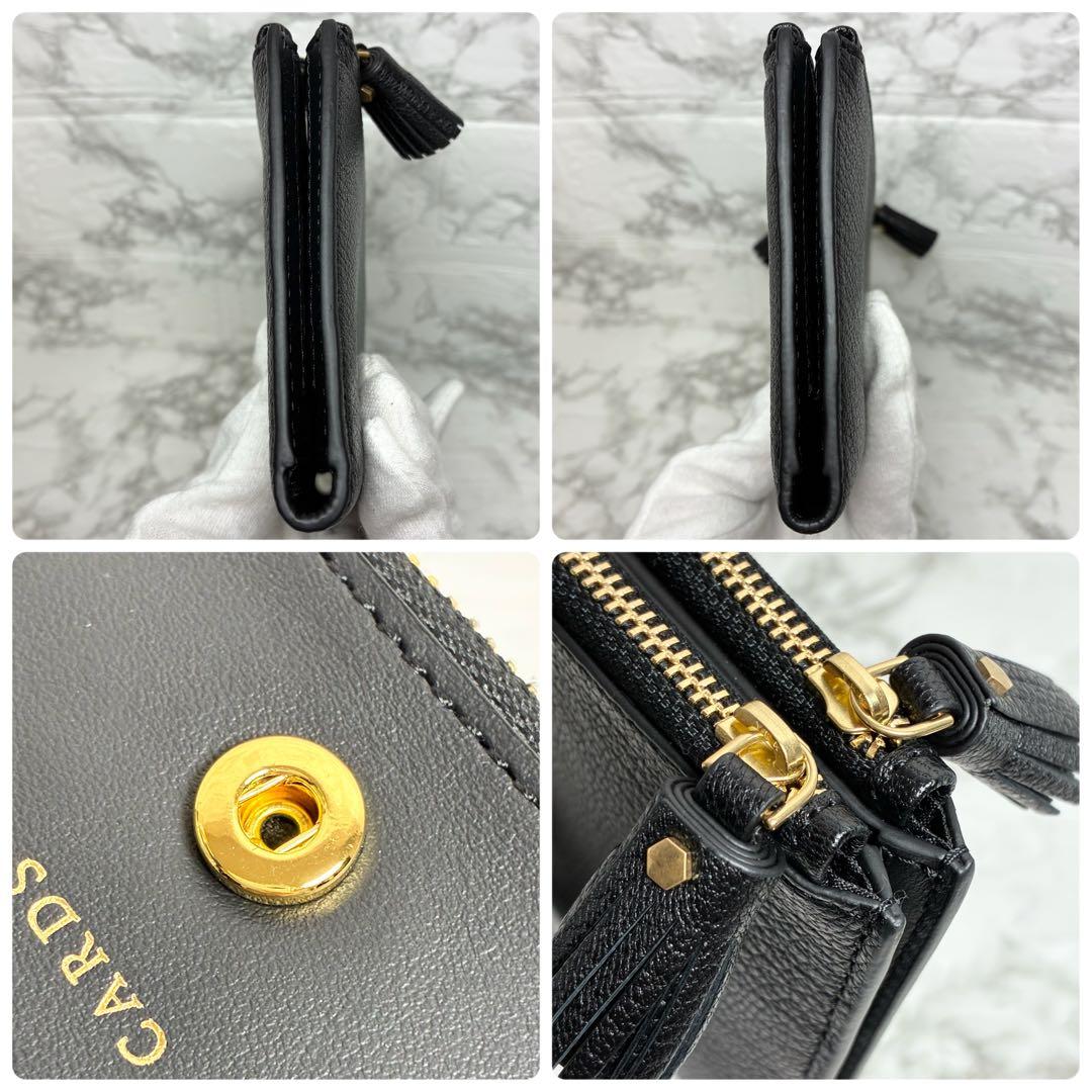 アニヤハインドマーチ 長財布 アイズ ブラック フリンジ リボン ダブル