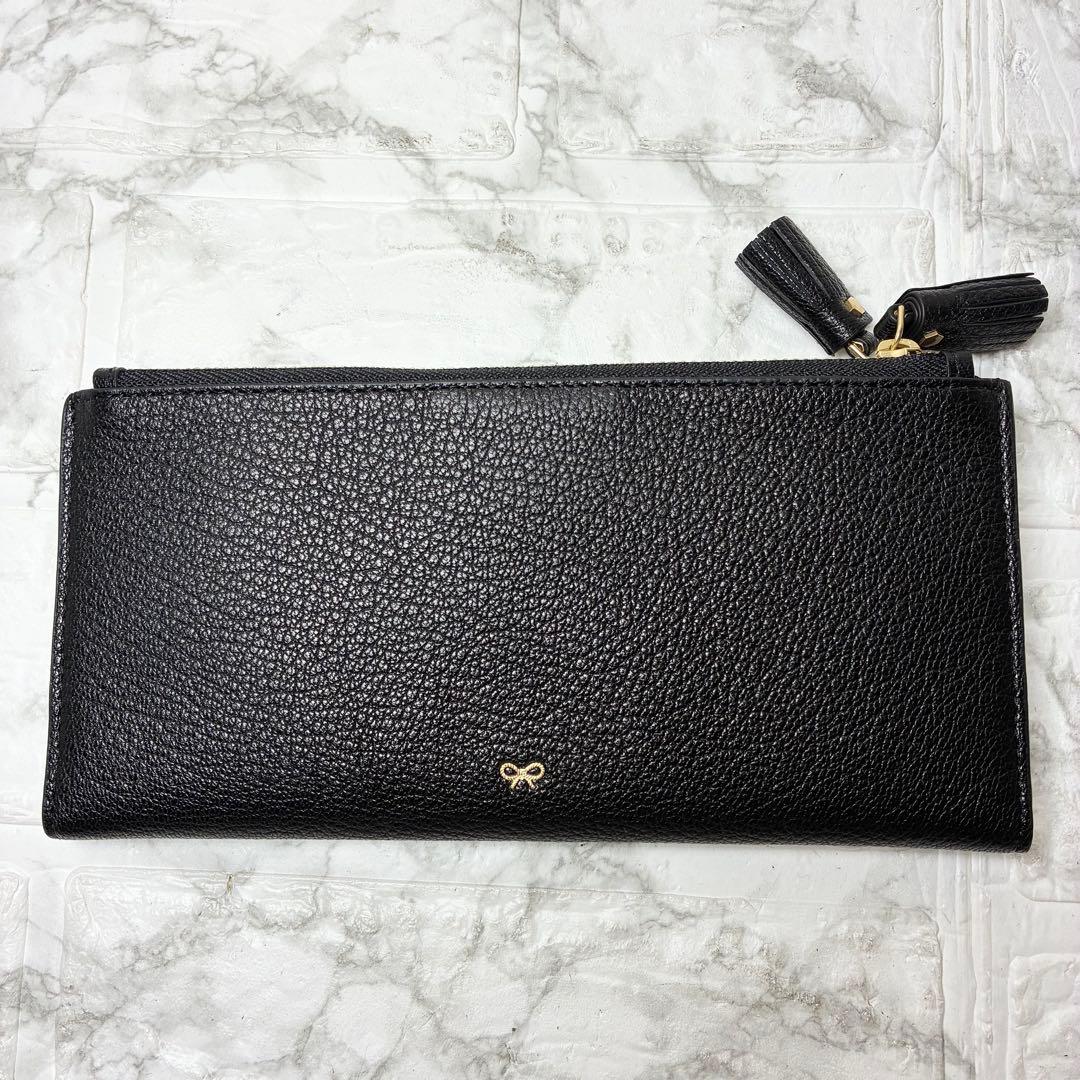 アニヤハインドマーチ 長財布 アイズ ブラック フリンジ リボン ダブル