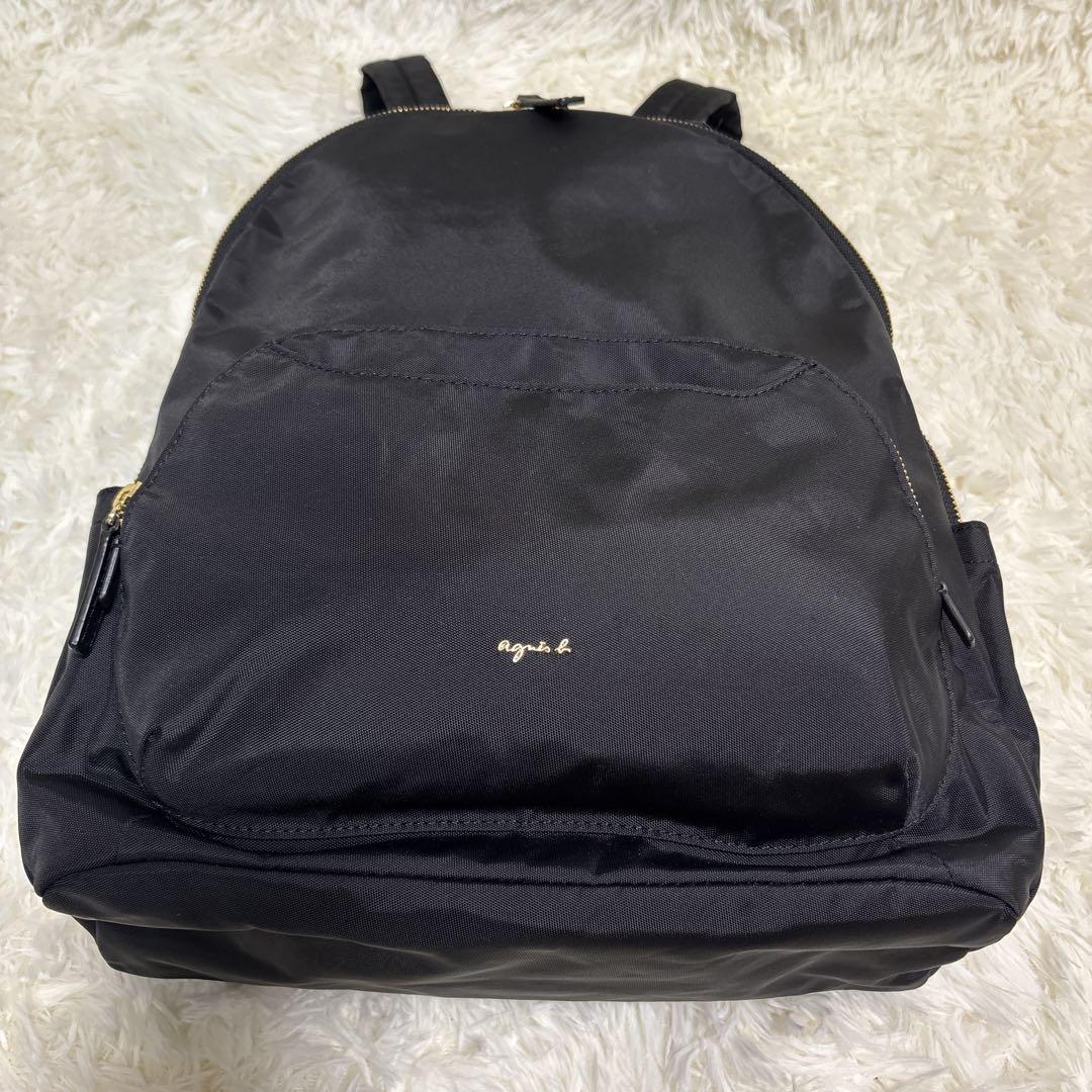 美品】 アニエスベー バックパック リュック ナイロン ブラック