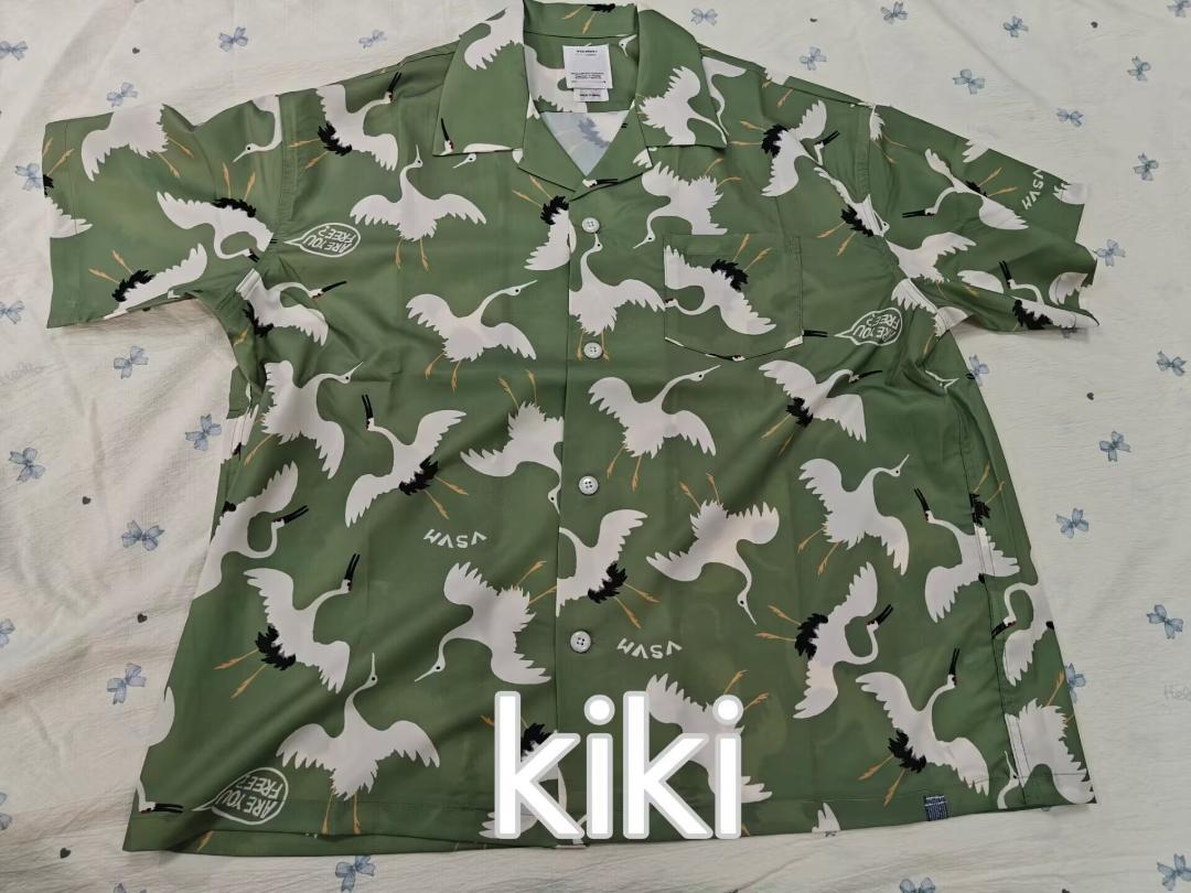 VISVIM 23SS 鶴柄アロハシャツ 中村開襟半袖 黒 VISVIM 23SS CROSBY SHIRT 鶴柄アロハシャツ 中村開襟半袖
