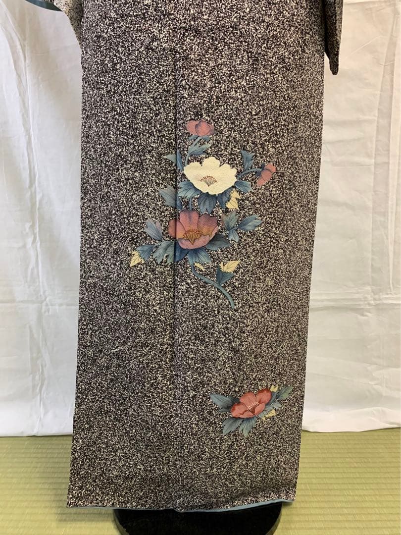 作家物 モダン 着物 正絹 付け下げ 訪問着 椿 紅白 卒業式 七五三 入学