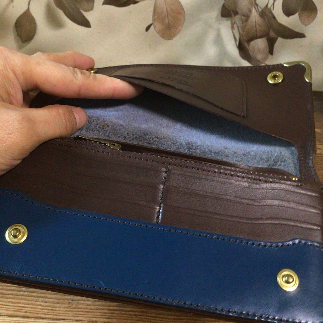 No4557 池之端銀革店 Cramp UK 長財布 ロイヤルブルー 送料無料