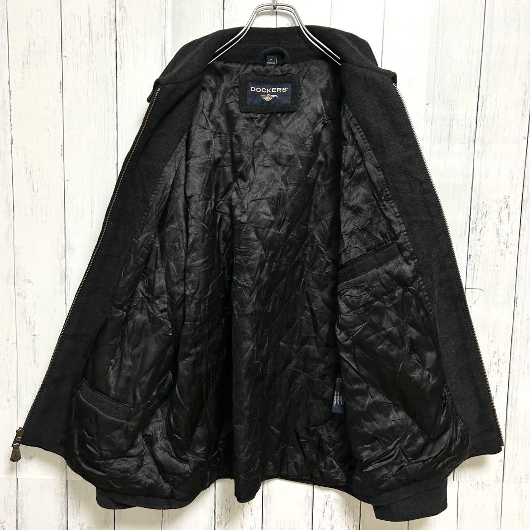 90s DOCKERS ウールジャケット ドリズラー アルミジップ 90年代 DOCKERS ドッカーズ ウール スポーツジャケット ブラック