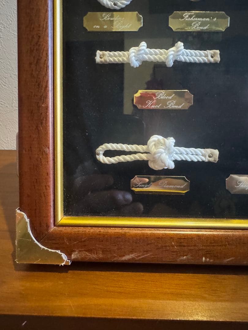 アンティーク イギリス製 マリングッズ 結び目サンプル 木製フレーム 希少1点物 アンティーク イギリス製 マリングッズ 結び目サンプル 木製フレーム 希少1点物