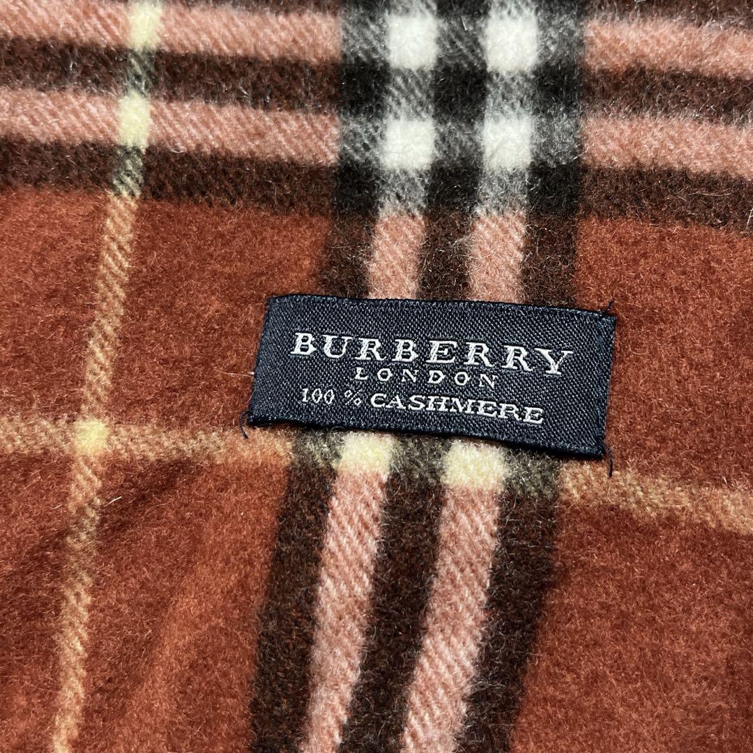 Burberry ロンドン カシミヤ100% オレンジ ノバチェック ☆希少カラー☆バーバリー ロンドン カシミヤ100% マフラー