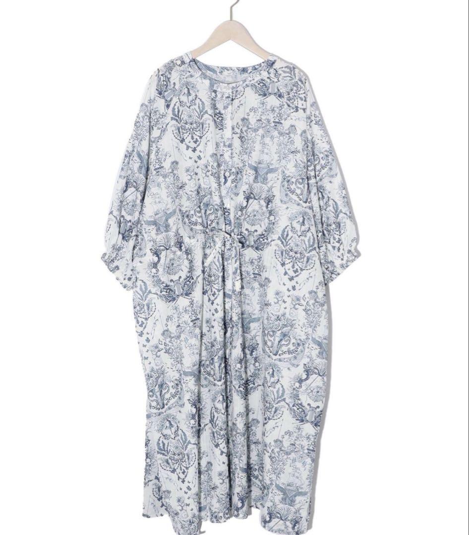 is scolar 552206：海総柄シアーチェック 前開きシャツワンピース