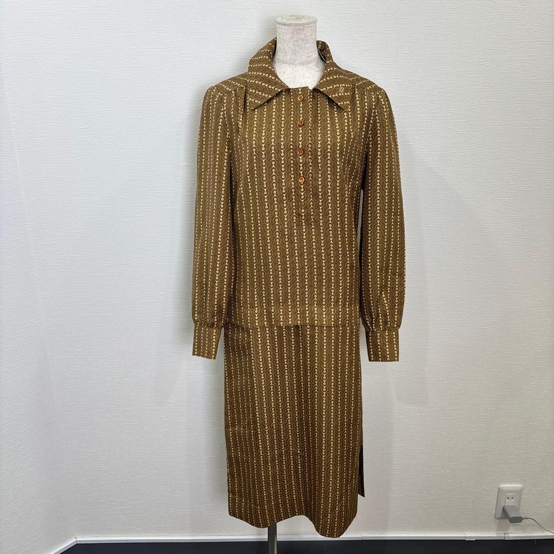 S00185 HERMES シルク ワンピース シャツワンピースL・HERMES