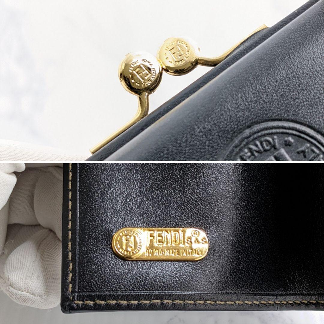 美品　FENDI フェンディ　ペカン　折財布　がま口 フェンディ ペカン柄 財布 三つ折り がま口 ミニウォレット ロゴ