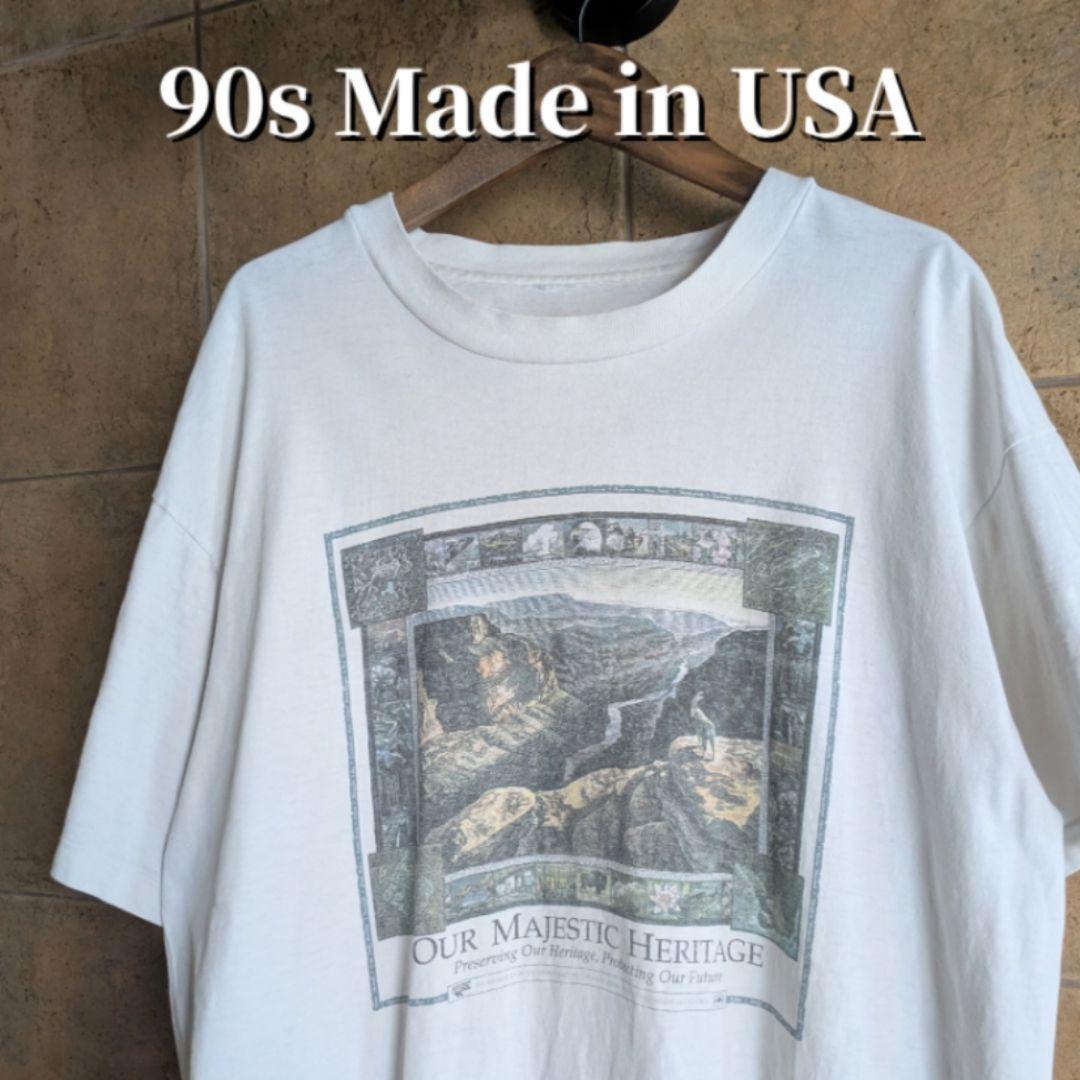90s 風景画　Tシャツ シングルステッチ　XL相当