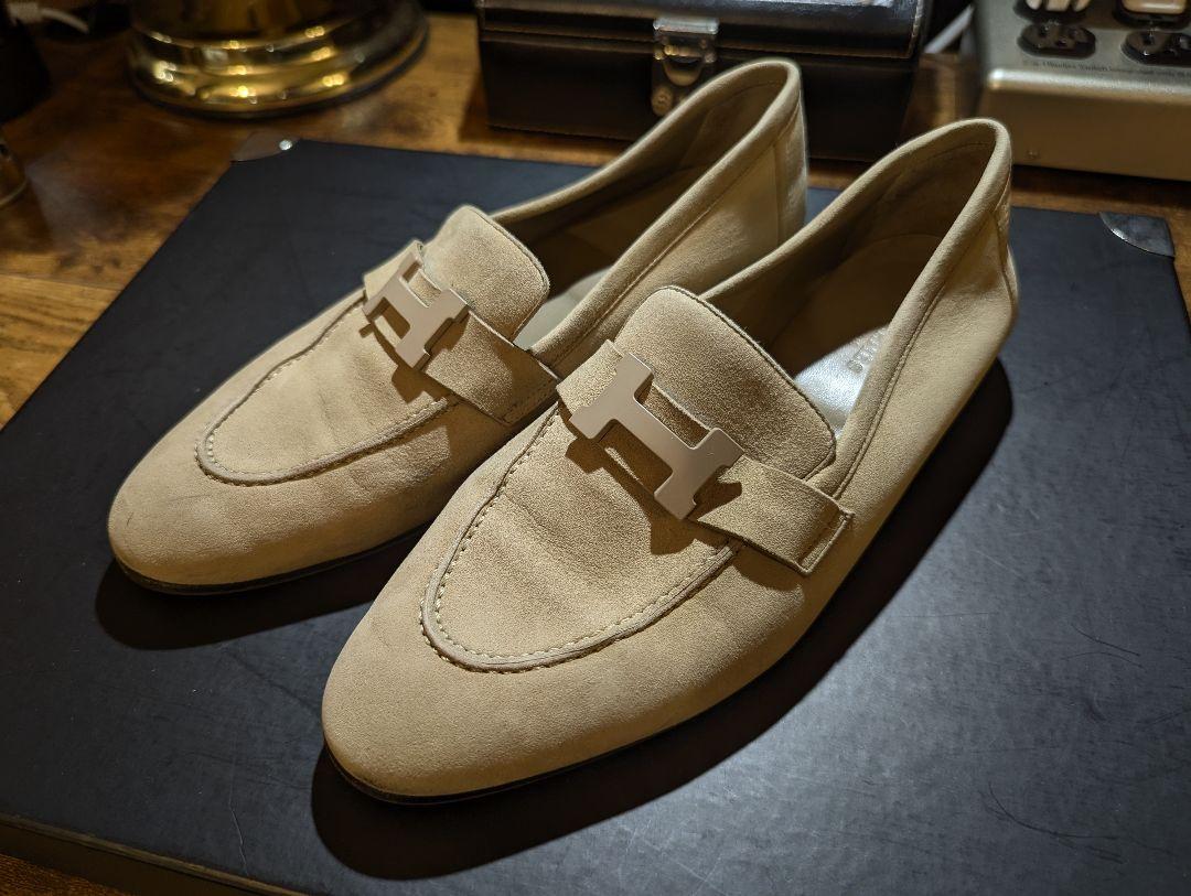 HERMES パリ コンスタンス スエードローファー