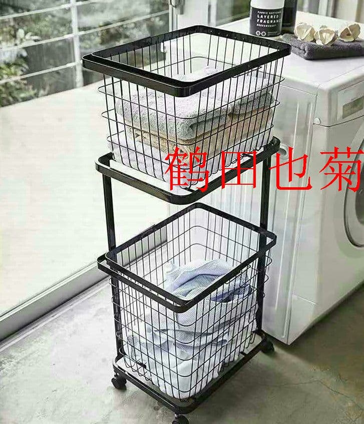 大人気】洗濯かご ランドリーラックバスケット付き2段ワゴン 大人気】洗濯かご ランドリーラックバスケット付き2段ワゴン