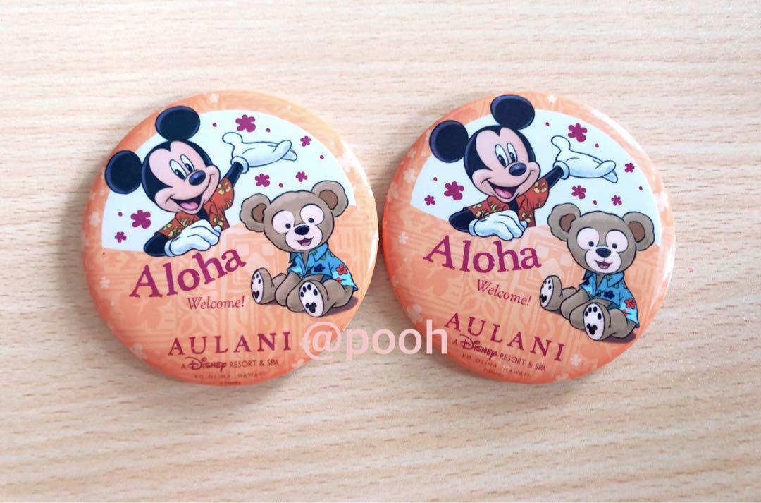 AULANI アウラニ ハワイ ミッキー ダッフィー 缶バッジ ピン 2個