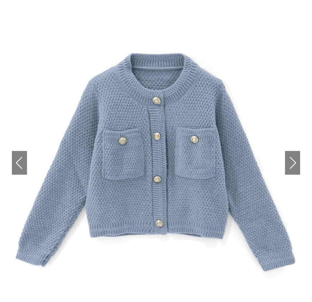 ライトブルー ニットカーディガン - メルカリ