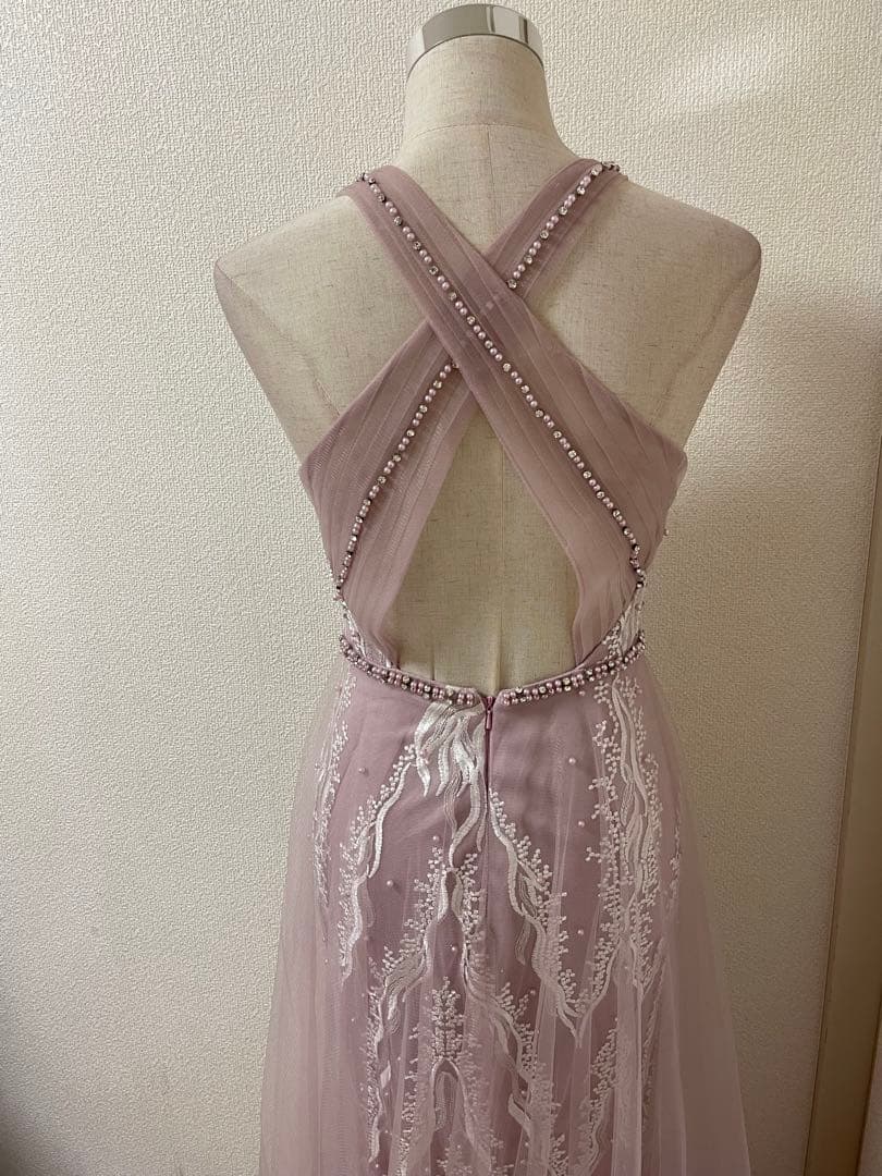 Q337★刺繍入りライトパープルマキシドレス Q337★刺繍入りライトパープルマキシドレス