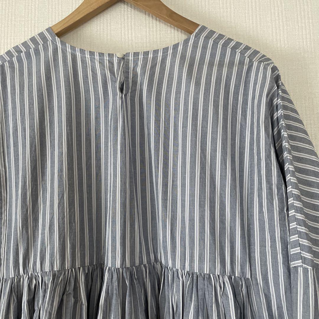 Veritecoeur❤ストライプチュニック Veritecoeur☆ストライプギャザーシャツ チュニック ブラウス