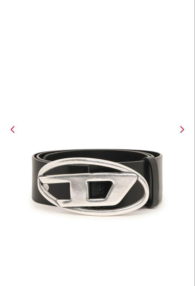 【送料・関税込】DIESEL ゴム引きレザーリバーシブルベルト Diesel ブラック レザー ベルト