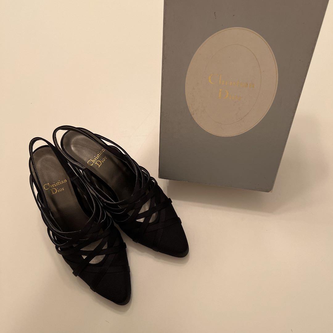 クリスチャン ディオール スリングバック ヒールパンプス ブラック22.5cm Christian Dior