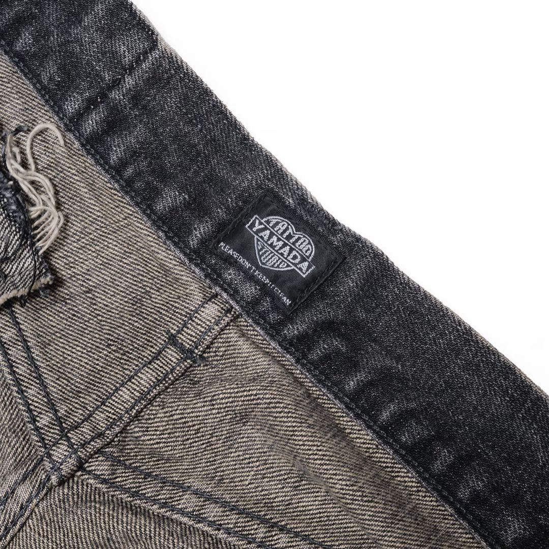 TSY RIPPED WIDE STRAIGHT DENIM BLACK（L）
