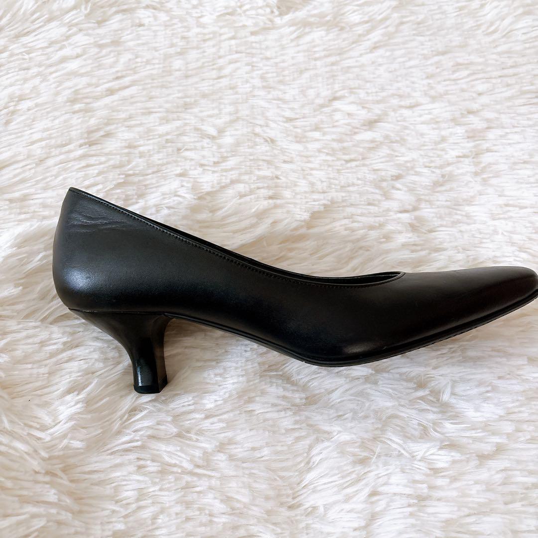 美品　ワコールサクセスウォーク パンプス　レザー　スクウェアトゥ24 黒