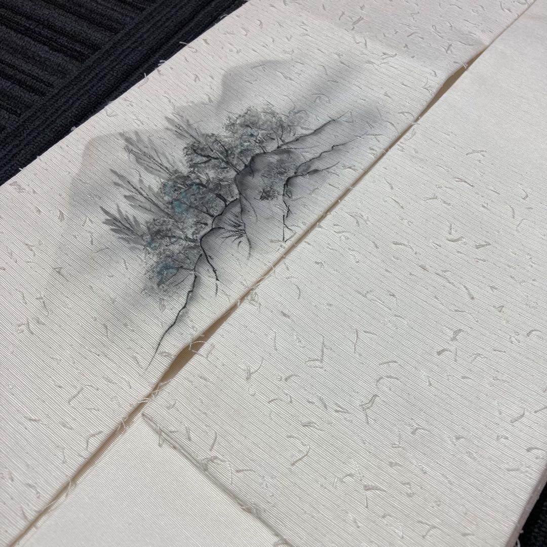 【極上品】髭紬 九寸 名古屋帯 お太鼓柄 正絹 手描 山水画 作家物 逸品 着物