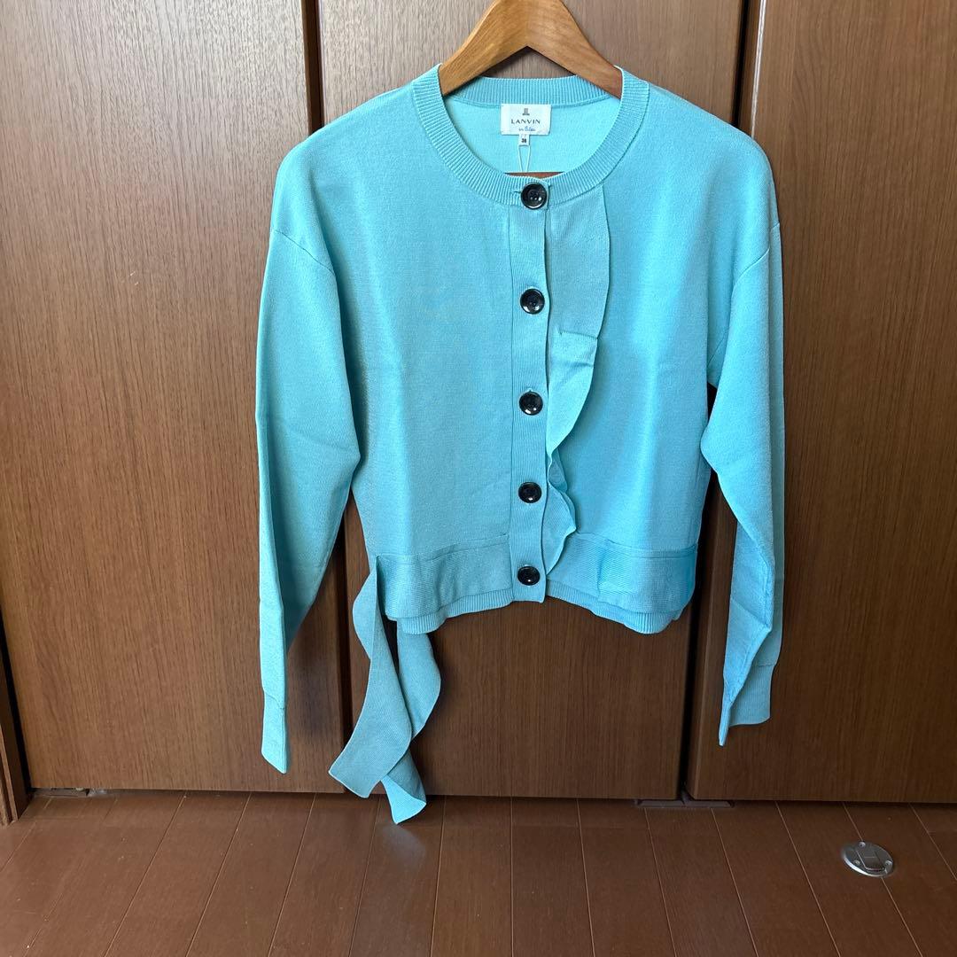 ランバンオンブルー2025AWフリルトリムカーディガン税込29700円M・LANVIN en Bleu