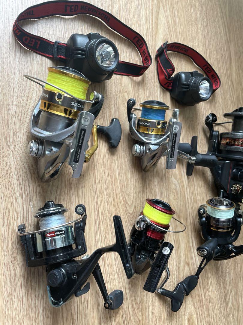 釣具　リール6点セット　LEDヘッドライト　x2個　SHIMANO Daiwa