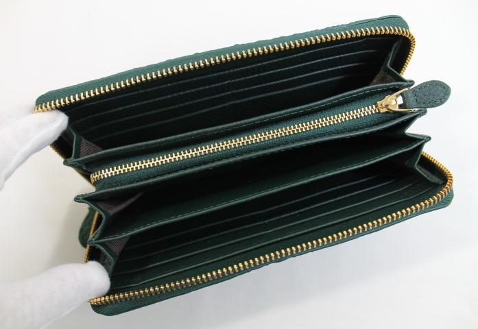 クロコダイル 財布 本物 背部革 グリーン 緑 ラウンド 一枚革 クラウン 画像5