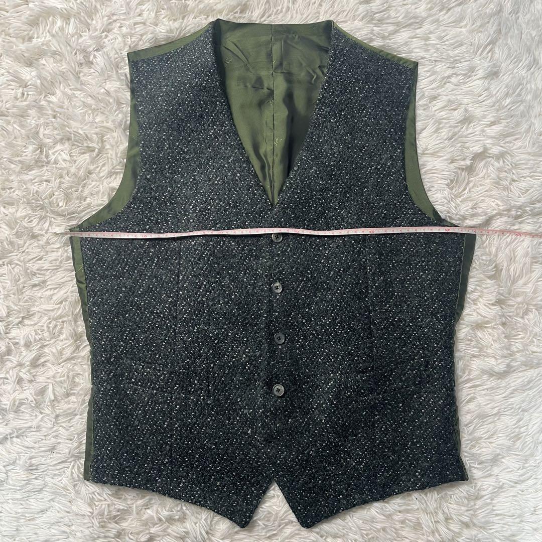 ISAIA wool/nylon ネップ ジレ ベスト グリーン イタリア製