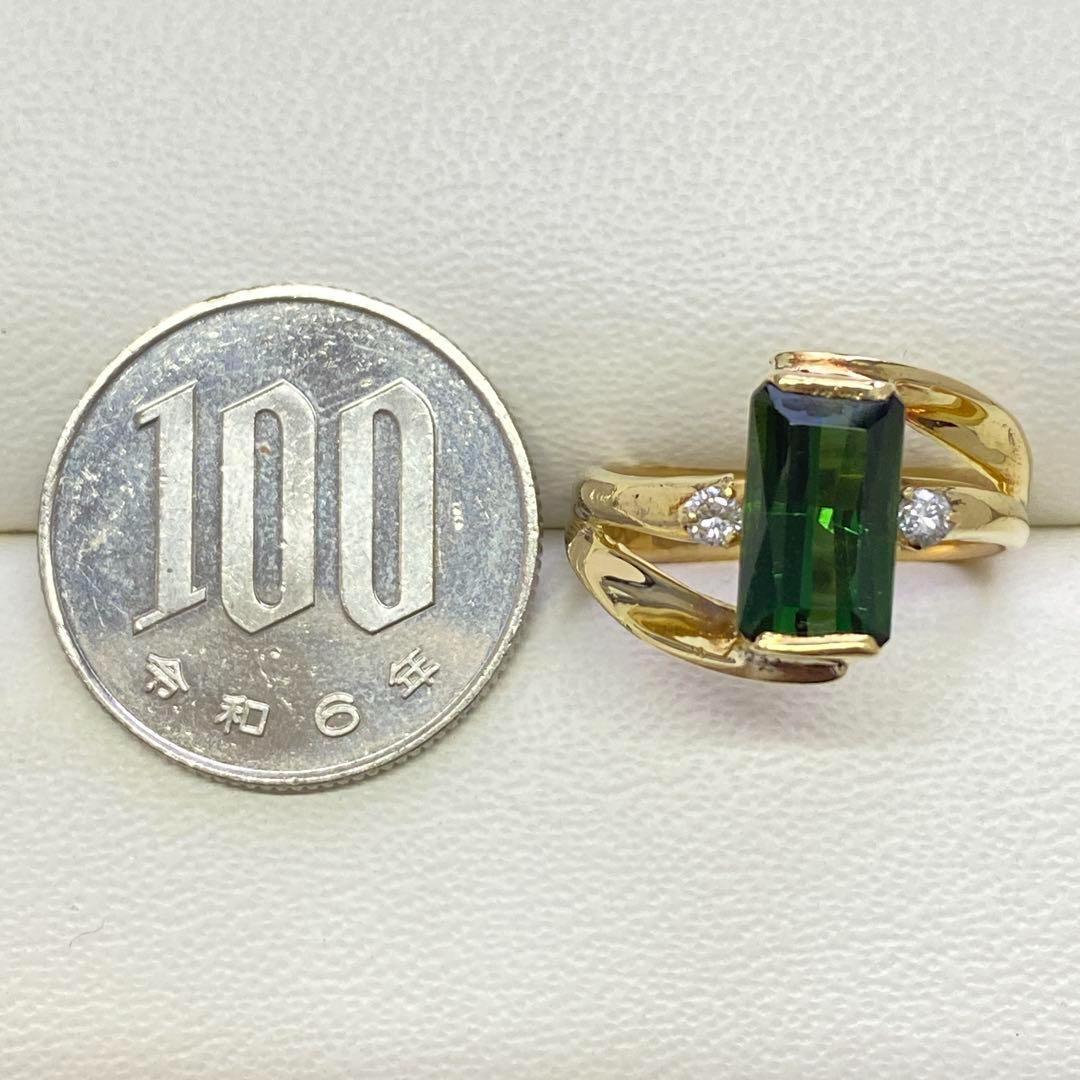 K18　天然グリーントルマリンリング　2.33ct　サイズ11号　6.4g