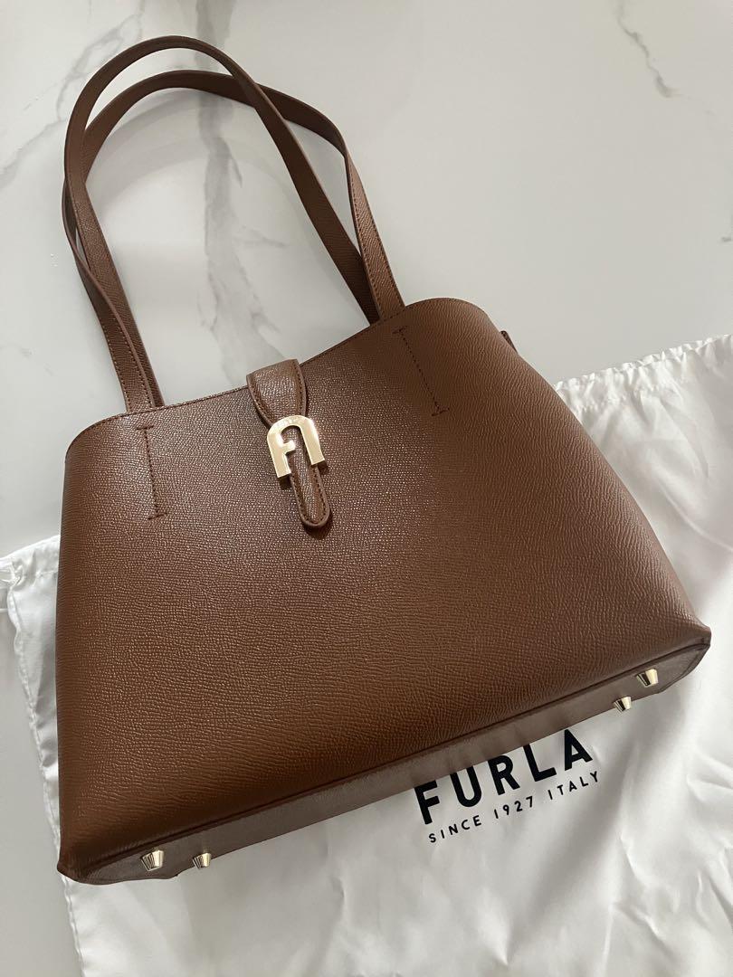最先端 FURLA ブラウン レザー トートバッグ バッグ