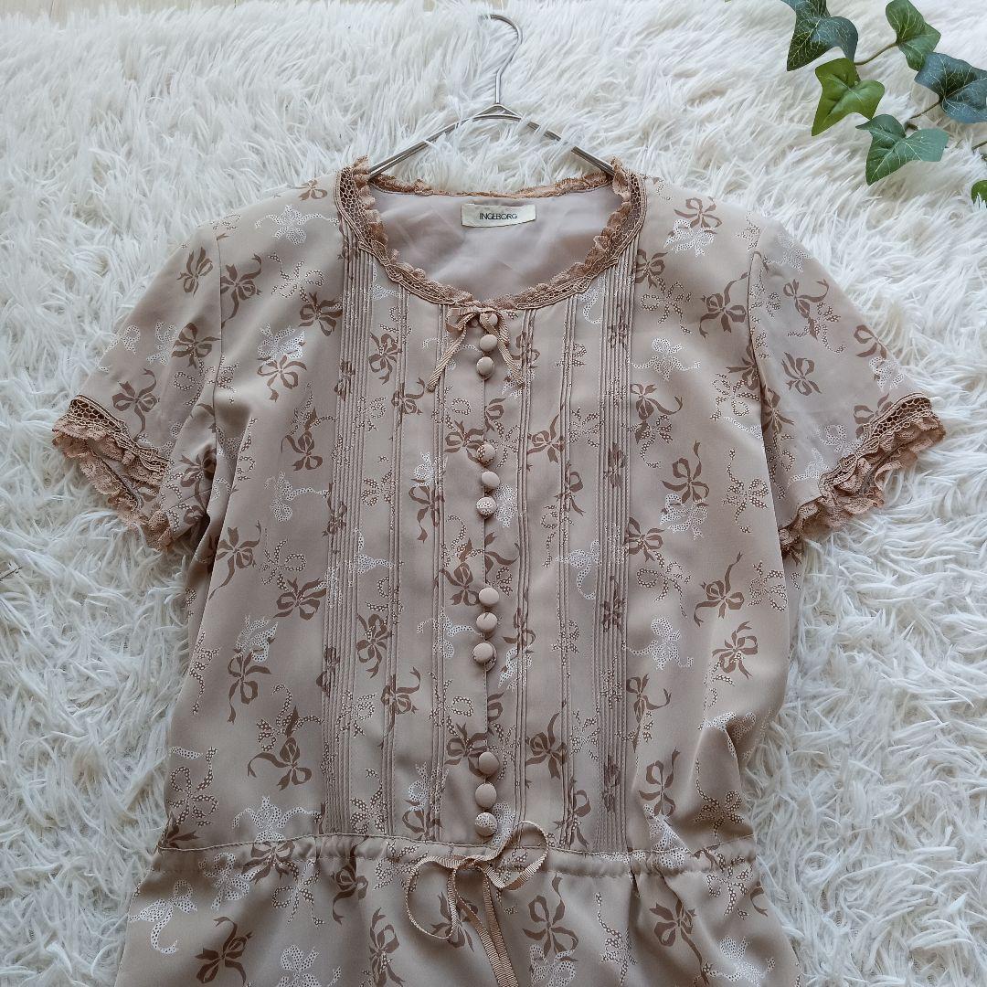 《美品✨》INGEBORG　インゲボルグ　レースフリルのロングワンピース　りぼん